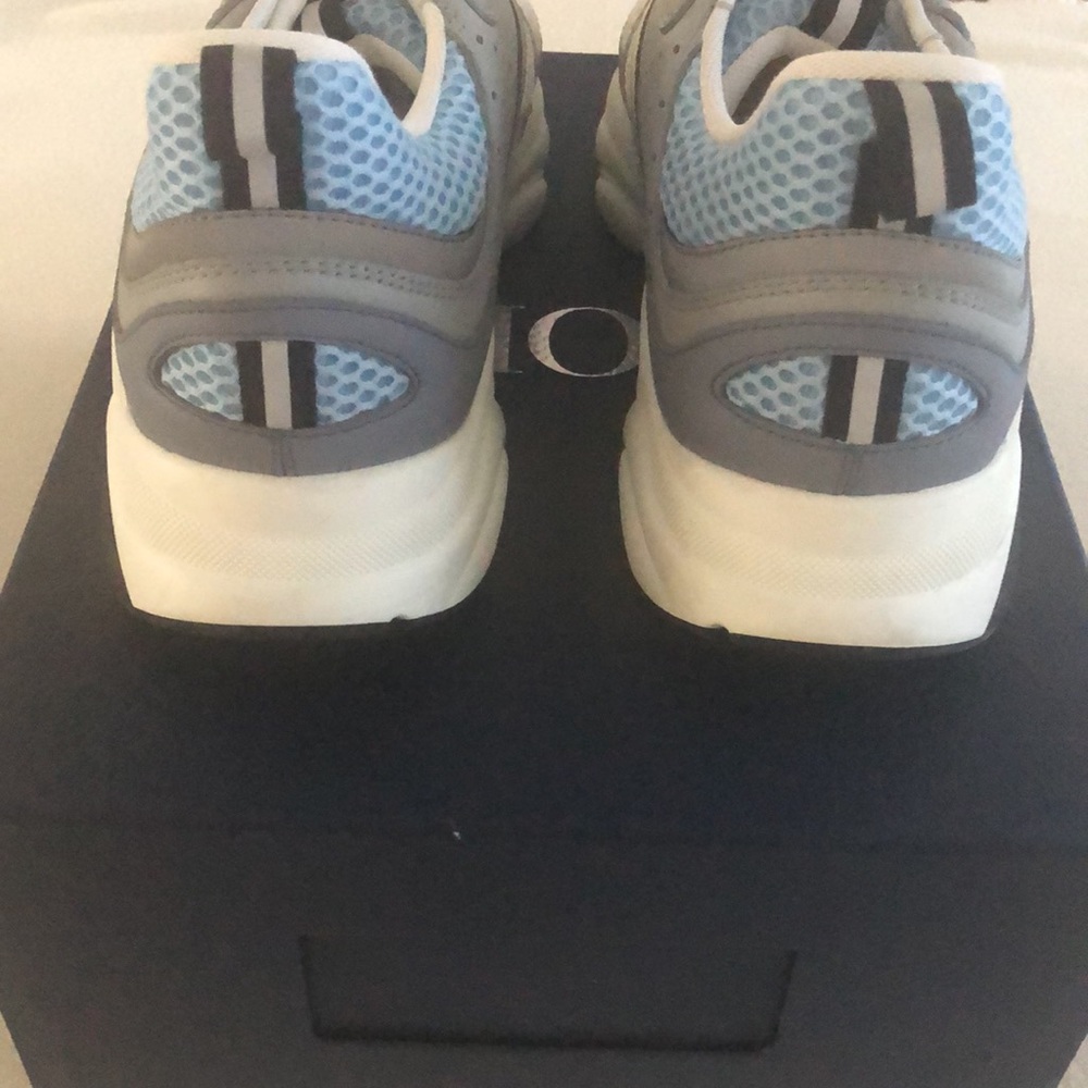 Dior B22 Sneaker White and Blue Technical Mesh and Gray Calfskin - Picture 5 of 16